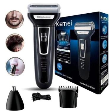 Imagem de Máquina De Barbear Masculina Kemei 6558 Barbeador Elétrico Lâmina Dupl