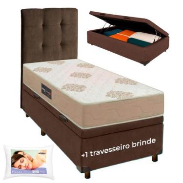 Imagem de Kit Cama Box Bau + Cabeceira + Colchão Solteiro D33 + Travesseiro Orto