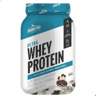 Imagem de Ultra Whey Protein Albumina Colageno Pote 900g Shark Pro, Cookies