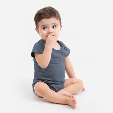 Imagem de Body Infantil Manga Curta Bebê Algodão Unissex - TechMalhas, Chumbo, P