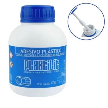 Imagem de Cola cano pvc adesivo plástico frasco pincel 175g plastilit