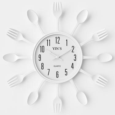 Imagem de Relógio de Parede Cozinha Talheres Estilo Retrô Decorativo para Gastronomia Moderna Bra...