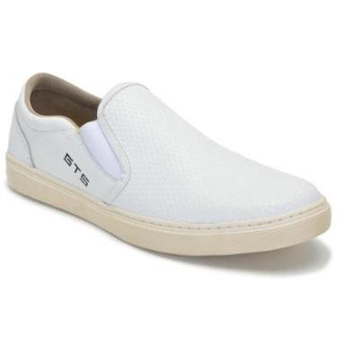 Imagem de Tênis Slip On Masculino Iate Casual De Couro Sapatênis Sem Cadarço Elástico Conforto La...