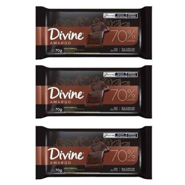 Imagem de Kit 3 Barra Chocolate Divine Supremo 70G Amargo 70% Cacau
