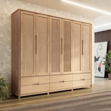 Imagem de Guarda-roupa 6 Portas 6 Gavetas 100% Madeira Maciça Linha Nest - Fines