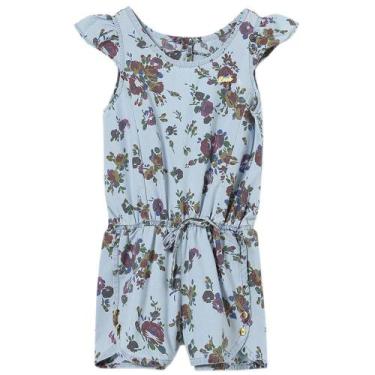 Imagem de Macacão Infantil Look Jeans Floral Jeans - UNICA - 3, 3, Azul