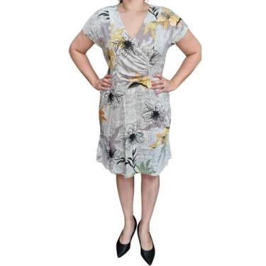 Imagem de Vestido R&ampC Estampado Transpassado Plus Size - R&C, G1, Estampado