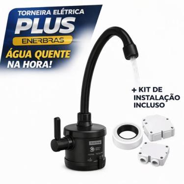 Imagem de Torneira Elétrica Enerbras Plus Preta 5500W 220v 4T Acetinado Instalaç