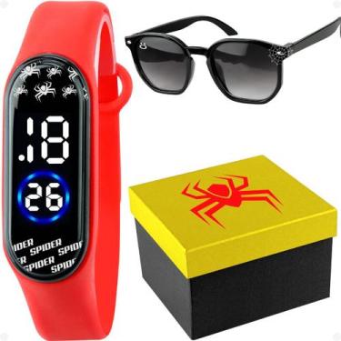 Imagem de Relogio Digital Infantil + Oculos Sol UV Protecao + Caixa vermelho res