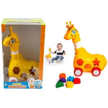 Imagem de Brinquedo Educativo Girafa Didática Puxa Estica Pescoço 7pç - CLICKCOM