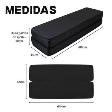 Imagem de Colchão Solteiro D28 Dobrável 3 em 1 Sofá Puff Colchão Multiuso 88x188