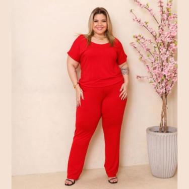 Imagem de Macacão Feminino Longo Manga Curta Verão Plus Size - Rosana Farcait, M