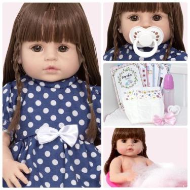 Imagem de Bebe Reborn Princesa Linda Cabelo Castanho com 13 Acessórios - Cegonha