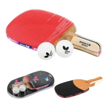 Imagem de Raquete Caneta Butterfly Biriba Profissional Tênis De Mesa + 2 Bolas, 