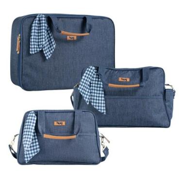 Imagem de Conjunto Bolsa de Maternidade Mescla M / G / XG Azul Marinho Hug