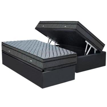 Imagem de Cama Box Baú CRC Solt +Colchão Molas Super Pocket Orthotel Luxo Ortobo