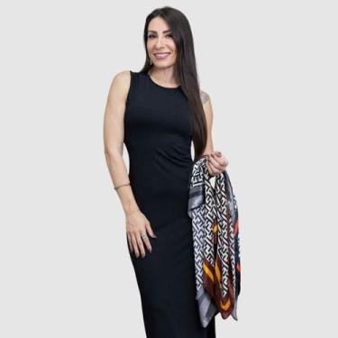 Imagem de Lenço estampado fashion quadrados colorido - único - cinza - Sem Marca
