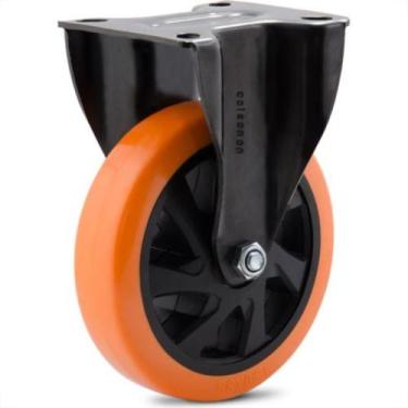 Imagem de Rodizio Colson Polietileno Base Fixa Laranja Sem Trava 125Mm