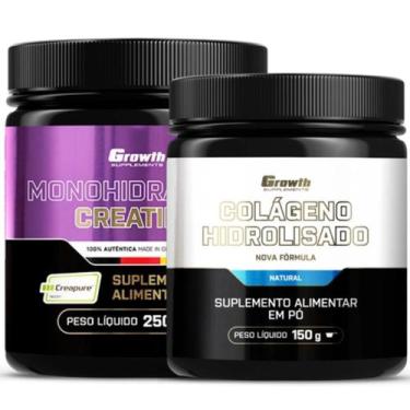 Imagem de Kit Creatina Pura 250g Creapure + Colágeno em Pó 150g Growth