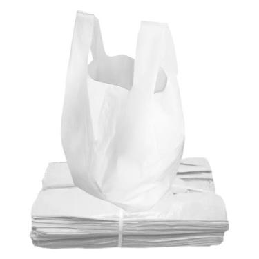 Imagem de 3 kg sacola branca plastica reciclada reforçada resistente tamanho:40x