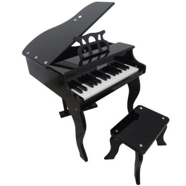 Imagem de Piano de Cauda Infantil com Banco e Suporte de Partitura Preto Rhythmi