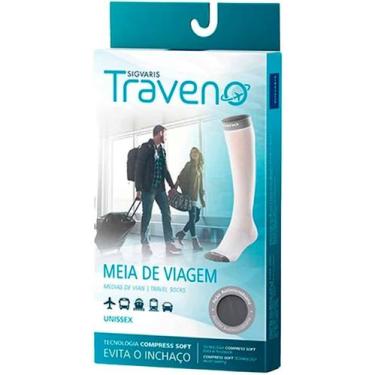 Imagem de Meia de Viagem Panturrilha Sigvaris Traveno Unissex Ponta Fechada, Pre
