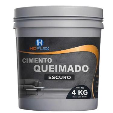 Imagem de Cimento Queimado Cinza Escuro 4kg Massa Acrílica Alta Aderência HD Fle