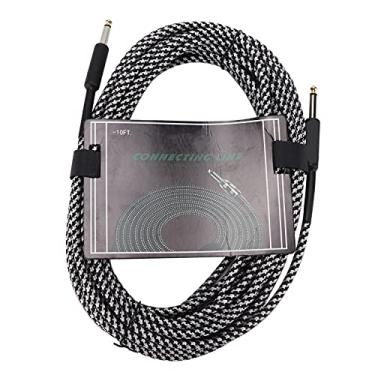 Imagem de Cabo de áudio, 10 metros de boa proteção Linha de extensão de fio de instrumento musical com plugue folheado a níquel para tocar guitarra(Branco)