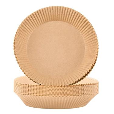 Imagem de Forro de papel descartável Air Fryer, forros de papel pergaminho, fritadeira a ar antiaderente, forros de 16 cm para fritadeira a ar (200 peças 16 cm, natural)