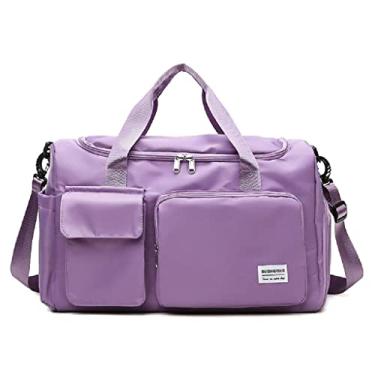 Imagem de JXGSGOGO Bolsa esportiva de viagem, bolsa esportiva para academia, bolsa de ombro para noite feminina, Roxa,