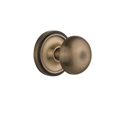 Imagem de Nostalgic Warehouse Roseta clássica com puxador de porta de Nova York, passagem - 6 cm, latão antigo (704787)