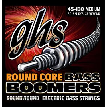 Imagem de GHS Strings GHS Boomers de baixo núcleo redondo, conjunto de 5 cordas, calibre médio (94,5 cm de enrolamento) (RC-5M-DYB)
