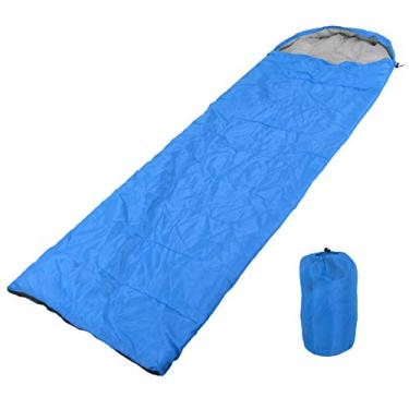 Imagem de Saco de dormir à prova d'água, saco de dormir de acampamento, zíper de extremidade dupla, design de envelope macio e confortável para crianças, adulto, viagem para casa(Azul)