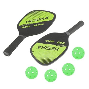 Imagem de Newmind Conjunto de 2 Palmatórias de Pickleball com cabo confortável, 4 bolas com saco raquetes leves, verde