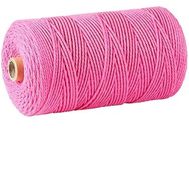 Imagem de Cordão de macramê, 3 mm x 300 m (cerca de 200 m) 100% algodão natural corda macia não manchada para pendurar plantas artesanais para pendurar na parede (rosa vermelho)