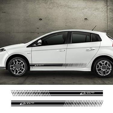 Imagem de MVMTVT Adesivos de carro com listras laterais adesivos de vinil automotivos para automóveis Fiat Bravo DIY esportes estilo acessórios de ajuste de carro