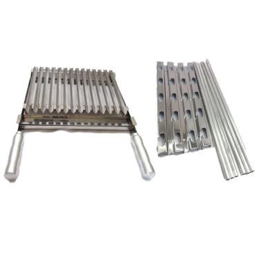 Imagem de Grelha Argentina Inox 60Cm E Suportes Churrasqueira Até 90Cm