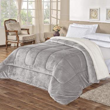 Imagem de Coberdrom King Noruega Sherpa + Manta Flannel 1Pç - Cinza