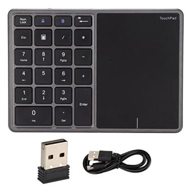 Imagem de Teclado numérico sem fio, teclado numérico 2,4 G Bluetooth 22 Teclas Touch Screen leve, teclado numérico de contabilidade externo portátil, para laptop desktop (cinza)