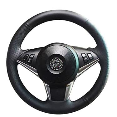 Imagem de DYBANP Capa de volante, para E63 E64 E60 530d 545i 550i E61 Touring 2005-2009, capa de volante para carro em couro preto DIY