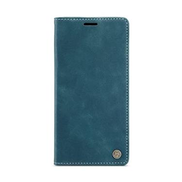 Imagem de ZiEuooo Carteira flip com suporte de couro premium para Samsung Galaxy S22 S21 S20 S10 S9 Ultra Plus FE E 5G, capa protetora traseira (azul, S21 Ultra)