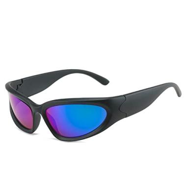 Imagem de Óculos de sol sem aro feminino uma peça óculos de sol esportivos para homens moda colorida vintage óculos sem moldura tons de espelho, 20896 preto verde, com uma chave de fenda