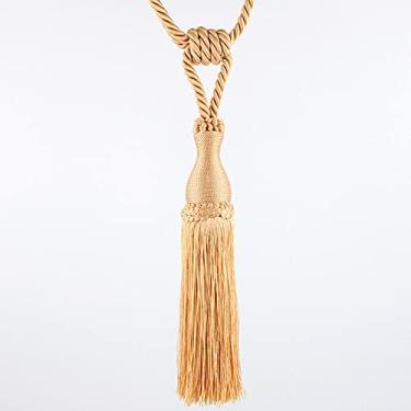 Imagem de Suporte de Cortina Europeu Fivela de Renda Cinto de Seda Artificial Borla Acessórios para Cortina Decoração de Casa, Dourado, 4 peças