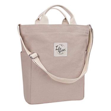 Imagem de Lily queen Bolsa feminina de lona, casual, de ombro, bolsa de trabalho, Cinza-acinzentado, Medium