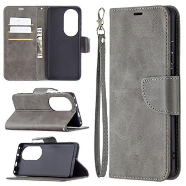 Imagem de HONGYAN Capa de telefone Para Huawei P50 Pro Retro Lambskin Textura Pure Color Horizontal Flip PU Caso de couro com suporte e carteira e carteira e cordão Capa protetora