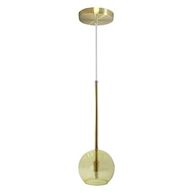Imagem de Pendente Luminária Lux Globo Âmbar Vidro Dourado + Led
