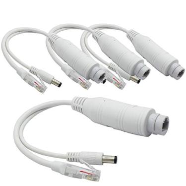 Imagem de ANVISION Pacote com 4 adaptadores Divisores PoE Ativo 48V para 12V à prova d'água, compatível com IEEE 802.3af 10/100Mbps, saída DC 12V para câmera IP AP Voip Phone e mais, branco