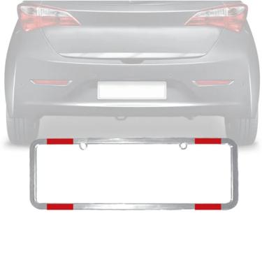Imagem de Par Moldura de Placa Cromada para Carro com Refletor Especial 405x135mm