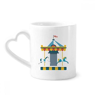 Imagem de Incrível caneca de cerâmica com ilustração de carrossel de parque engraçado copo de coração de vidro