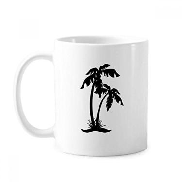 Imagem de Caneca de cerâmica com contorno de praia preto de coqueiro xícara de porcelana de café